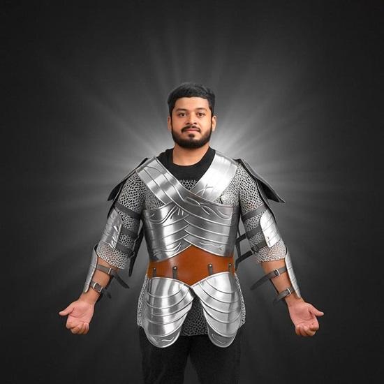 

Средневековый Доспех Эльфийского Воина Фэнтези Костюм для Косплея со Стальной Кирасой, Наплечниками, Наручами, Поножами Подарок на Хэллоуин