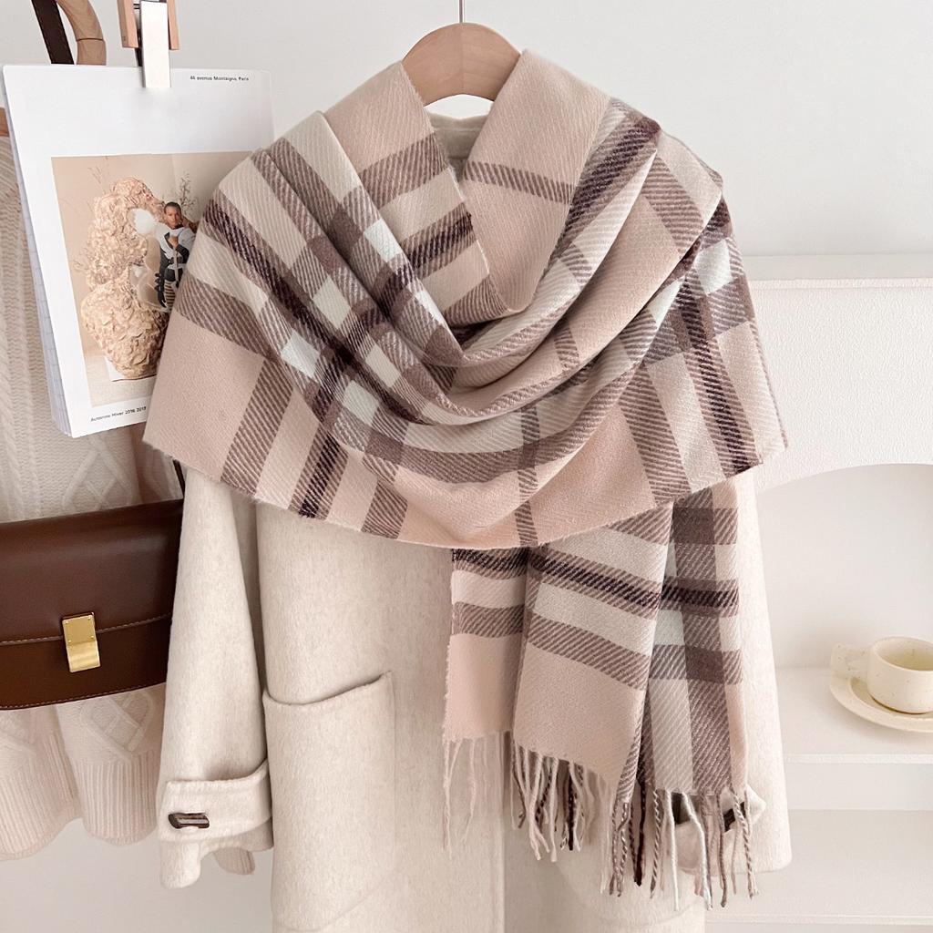 Clearance imitation cashmere plaid scarf women's atmosphere autumn and winter new Korean version plaid shawl thickened warm scarf