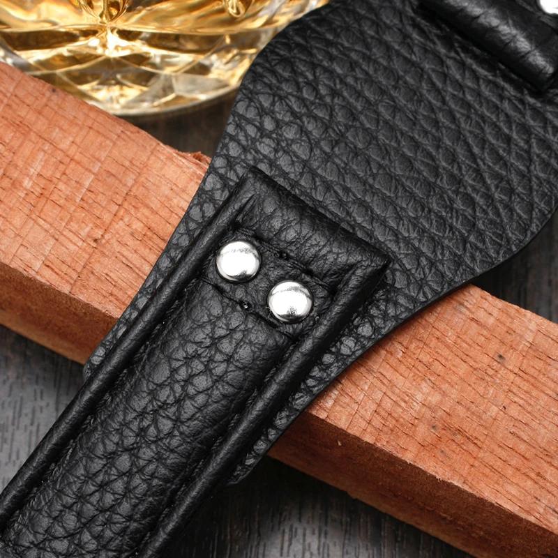 Классический ремешок для часов из натуральной кожи 22 мм с мужским ремешком для часов — фото 6