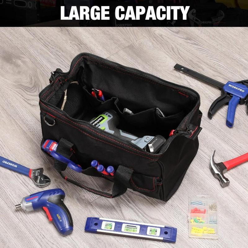 Heavy Duty Multi-Pocket Tool Organizer Bag With Adjustable Shoulder Strap Electricians Mechanics Gardeners