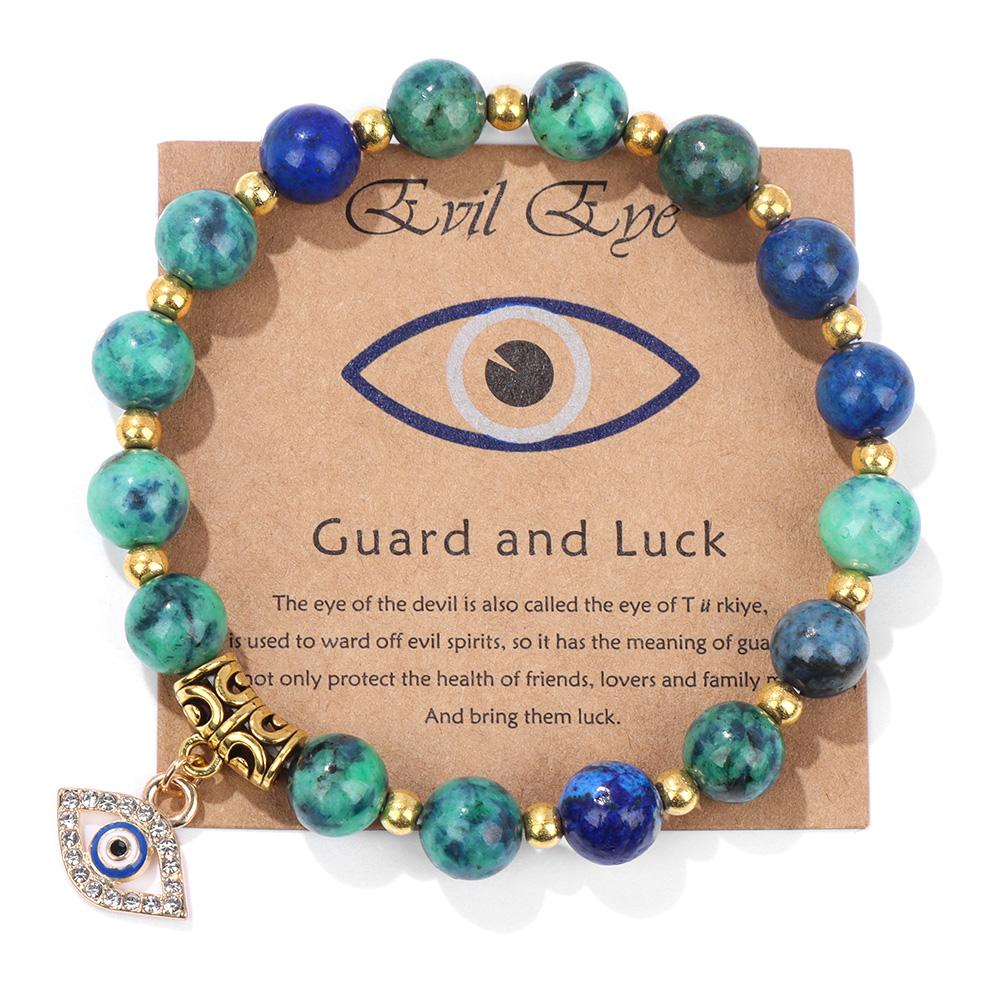 Lucky Turkish Evil Eye Pendant Beads Bracelet Handmade Natural Stone Charm Elastic Bangles Men Women Fashion Yoga Energy Jewelry