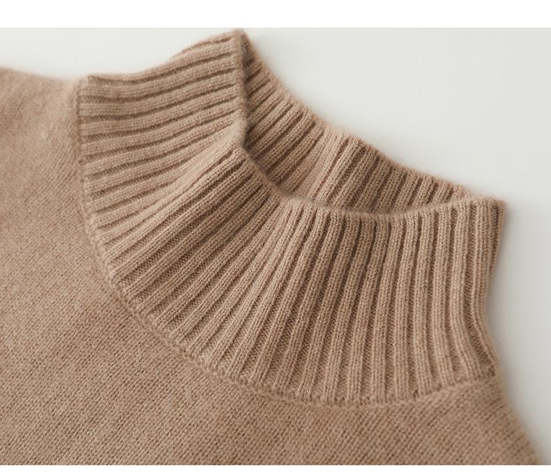 Women's High-End Cashmere Turtleneck Sweater - Long Sleeve, Loose Fit, Warm Knit Wool Base Layer for Autumn/Winter.