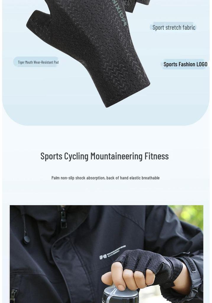 Unisex Half-Finger Cycling Gloves: Non-Slip, Shock-Absorbent, Sun-Protective, Ideal for Mountain and Road Biking.