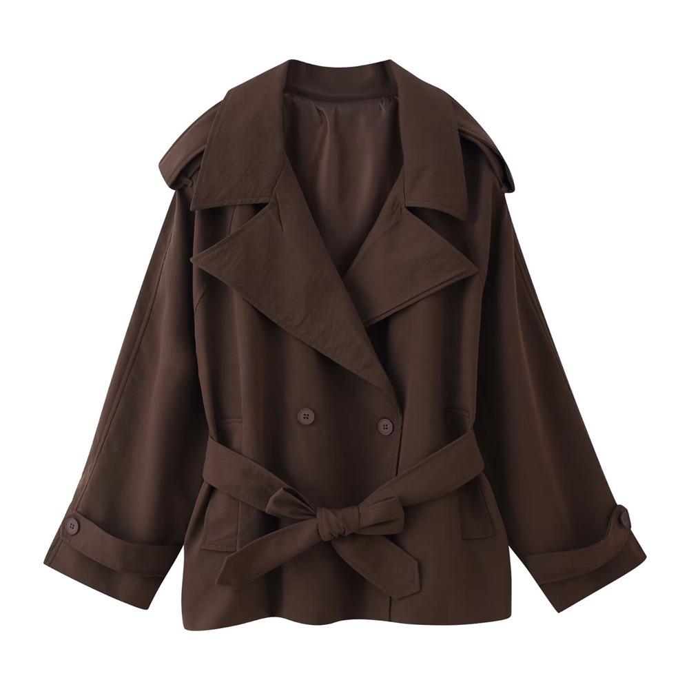 Lapel Belted Loose Trench Coat