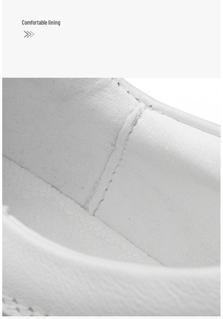Men's Trendy Cross White Low-Top Cowhide Casual Shoes - Soft Sole, Korean Style