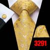 Hi-Tie Mens Golden Silk Tie Business Wedding Necktie Hanky Cufflinks