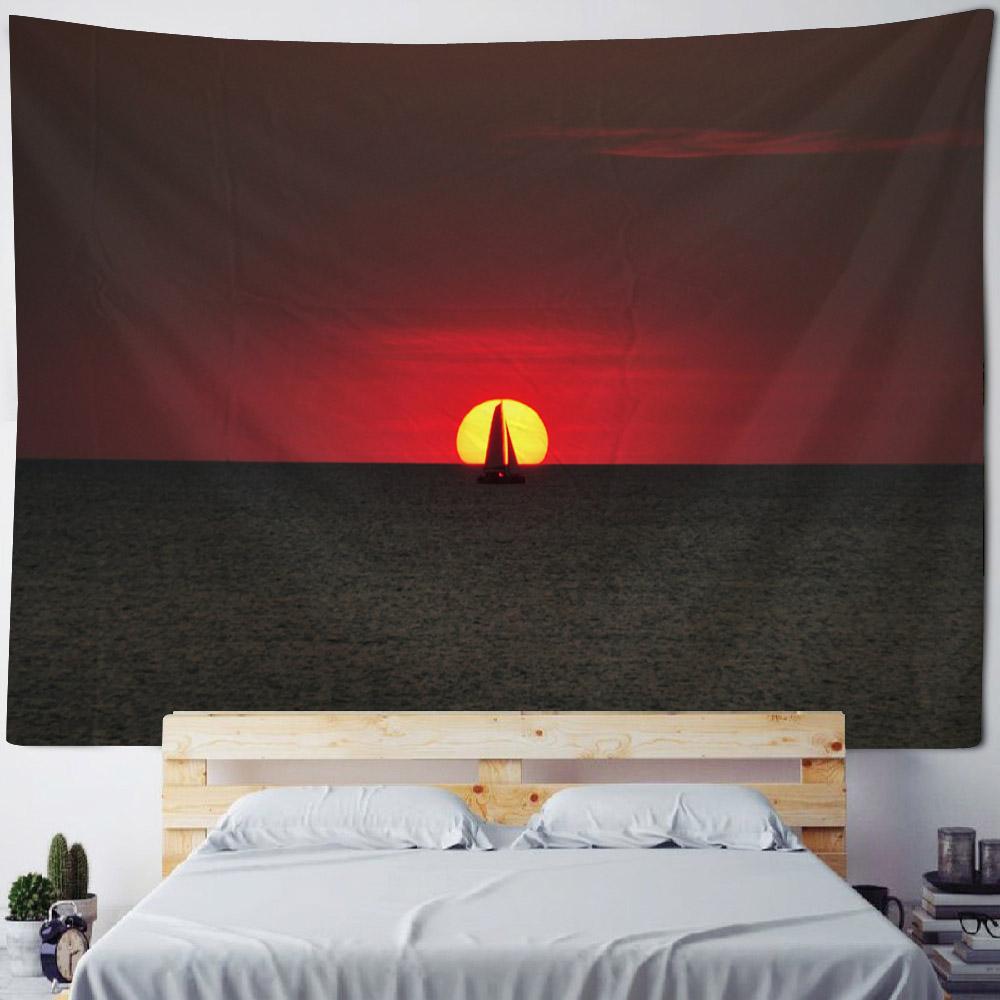 Sea view tapestry, sunrise and sunset wall hanging, aesthetic tapestry, home hanging cloth, living room, bedroom, art decoration