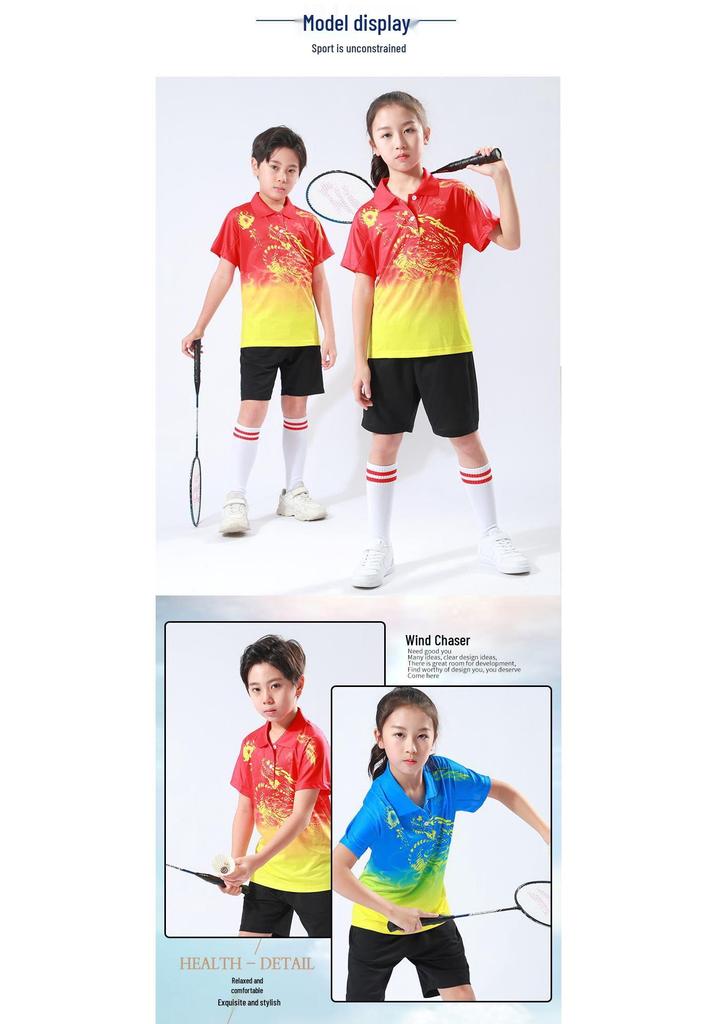 Quick-Dry Table Tennis & Badminton Clothing Set: Kids' Polo & Adult Short Sleeve