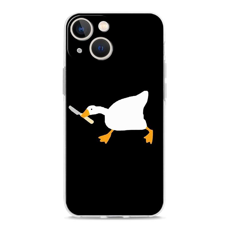 Cartoon Doubt Duck Transparent Phone Case For iPhone 15 16 14 13 12 11 Pro Max XS X XR SE 7 8 Plus TPU Clear Lens Protect Cover