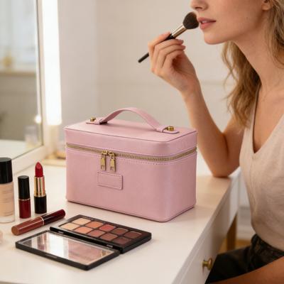 Reise Kosmetikkoffer Make-up Organizer mit herausnehmbaren Trennwänden Wasserdichter Kunstleder Make-up Koffer Kulturtasche für den Urlaub Damen Schminktasche