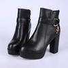 Fashion Fashion Ankle Boots Solid Color Round Head Side Zipper Design Autumn Winter Women's Fashion High Heeled Ankle Boot Size 32-43
