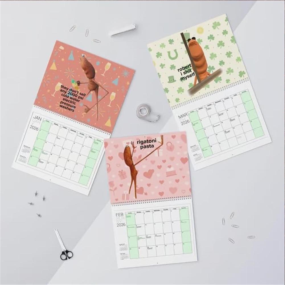 Marcus The Worm 2026 Wall Calendar Robert The Worm Hanging Wall Calendar for Kitchen Bedroom Living Room