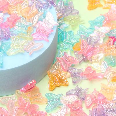 400Pcs With Hole Crystal Butterfly Beads Bracelet Neacklce Making 13*16mm Acrylic AB Color Handmade For Jewelry Making Crafted Loose Spacer Beads