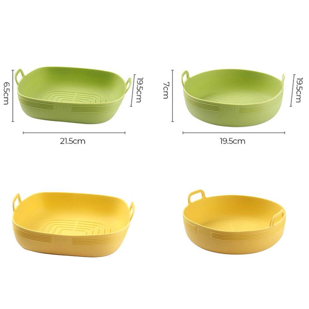 Square Round Non Stick Air Fryer Bowl Fruit Salad Bowl Oven Accessories Microwave Oven Baking Plate