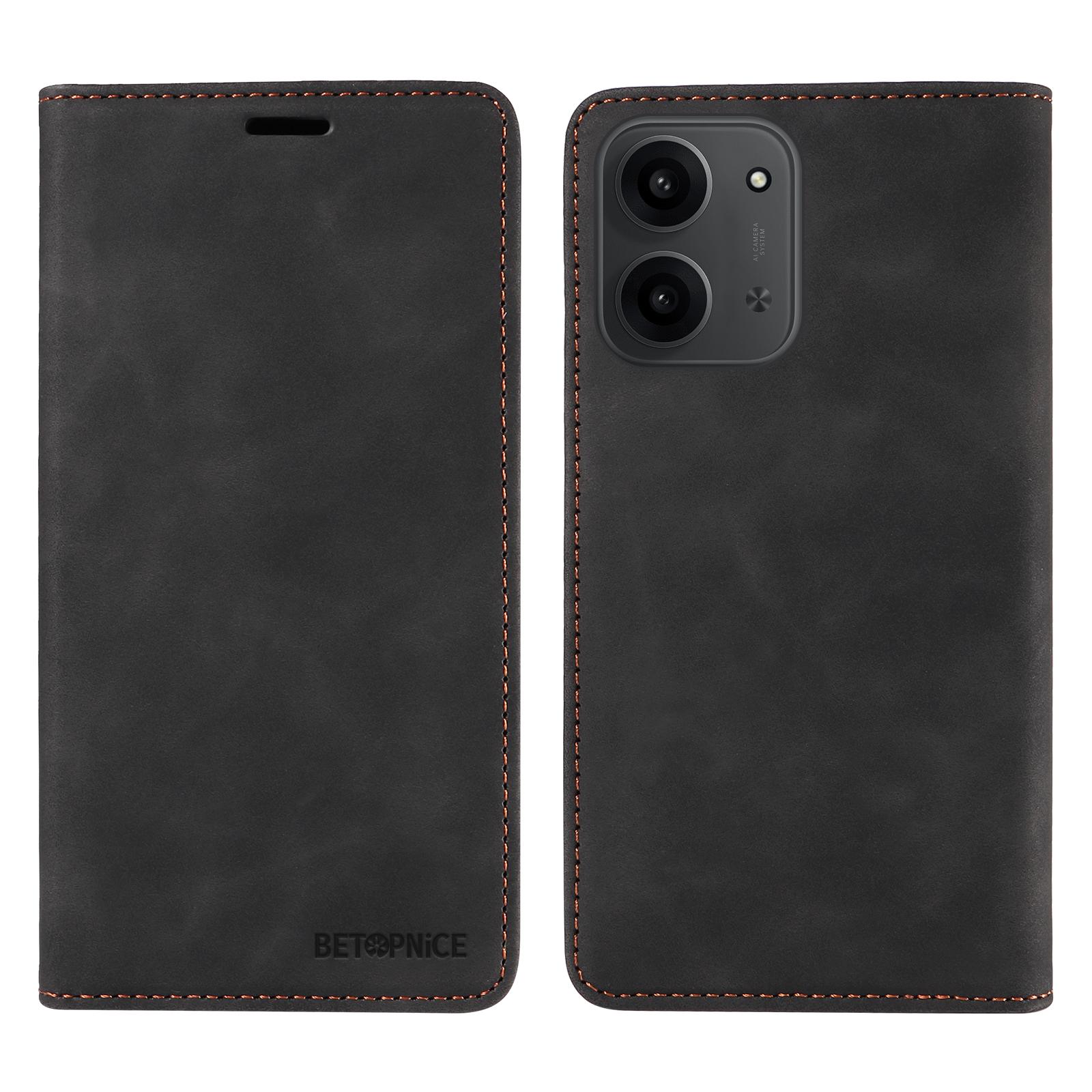 

Для Xiaomi Redmi 15C 5G/15C 4G (173мм) Чехол BETOPNICE Магнитная застежка RFID-блокировка Кошелек Подставка Кожаный чехол для телефона Black