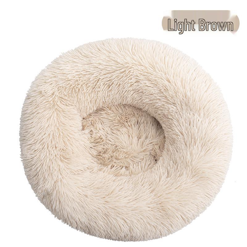 Round Plush Cat & Dog Bed – All-Season Warmth, Multi-Size Options for Small & Medium Pets