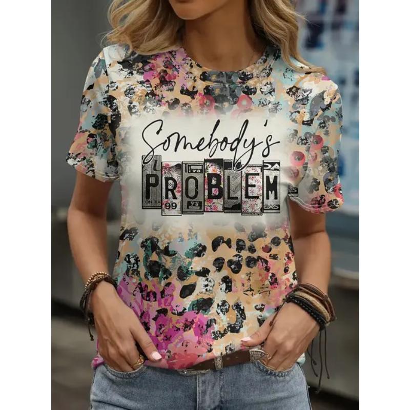 Casual Temperament Top Printed Women's Clothing Crew Neck Short Sleeve Comfortable T-Shirts Women’s