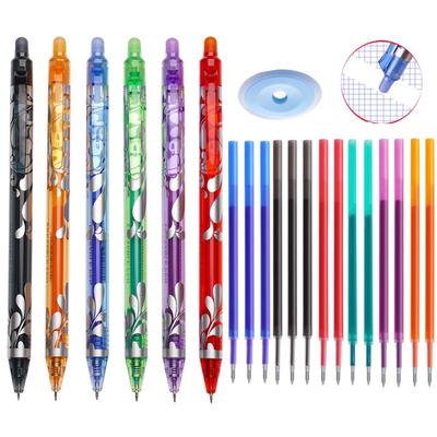 55 stk./sæt Gelpen Tryktype 0,5 mm Sletbar Gelpen Sæt 6 Farver Vaskbart Håndtag Magiske Genopfyldningsstænger Super Kapacitet Blæk Skrive Kontorartikler