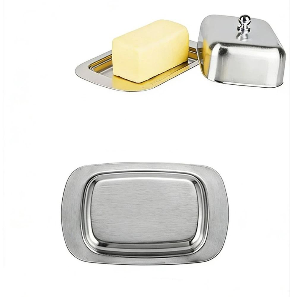 Airtight Stainless Steel Butter Dish Butter Tray Cheese Storage Container Dining Table