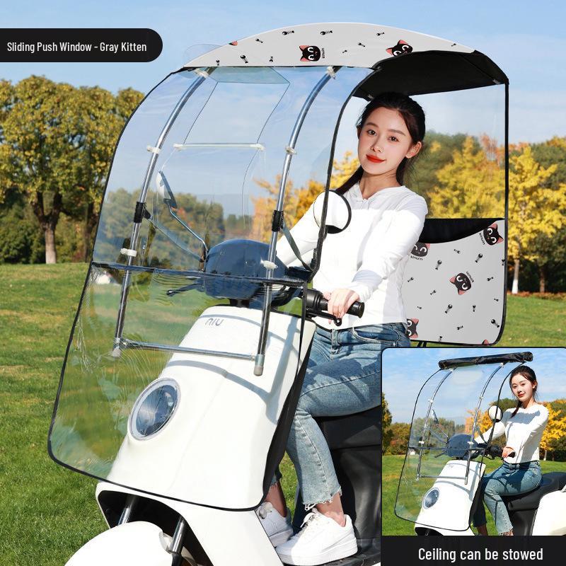 Enhanced Electric Motorcycle Canopy: Rainproof, Removable, and Windproof Umbrella