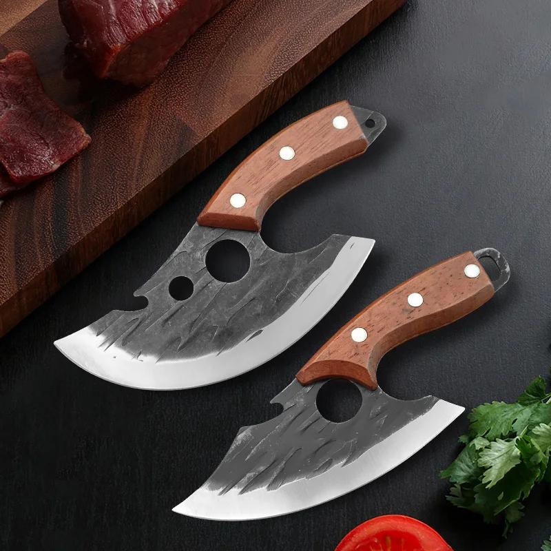 Kitchen Knives Barbecue Cleaver Meat Chop Vegetables Fruit Knife Chef Boning Knives Wood Handle Hand Forge Cooking Slicing Knife