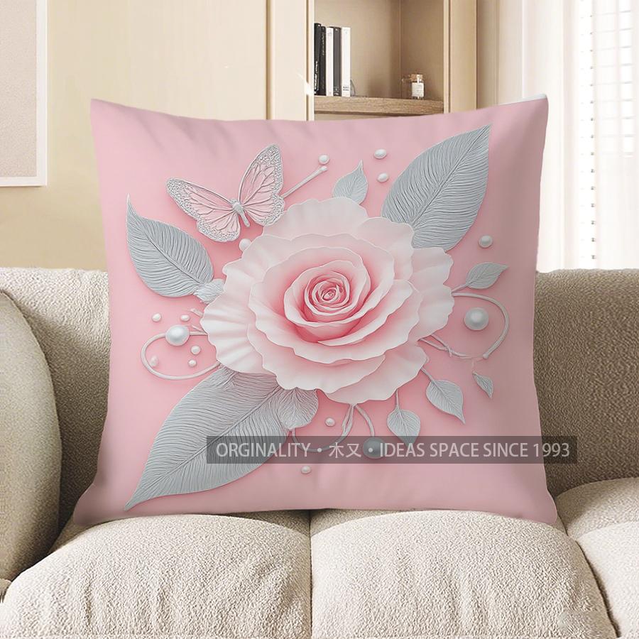 Decorazioni per la Casa Farfalla Rosa con Perle Copricuscino Decorativo Modello Copricuscino Adatto per Divano Camera da Letto Auto