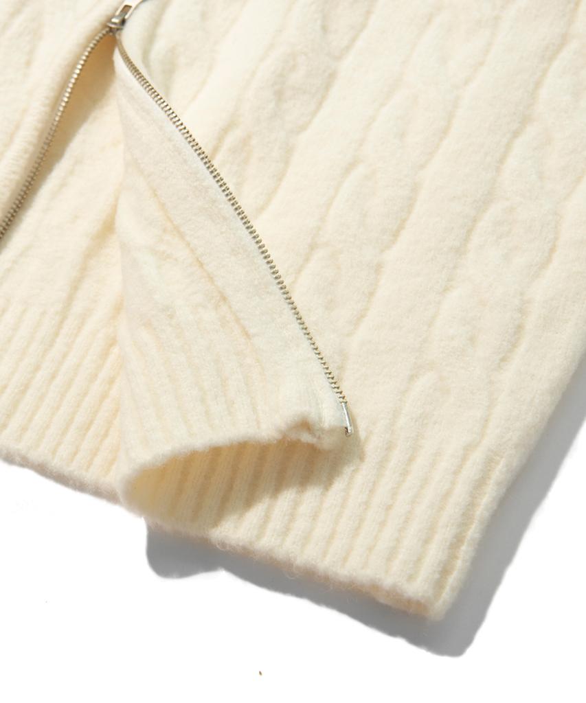 UNLC Solid Cable 2-Way Zip-Up Knit