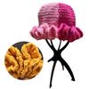 Handmade Crochet Bucket Hat for Woman Teen Outdoor Commute Fisherman Hat Ruffled Brim Winter Windproof Carnival Hat