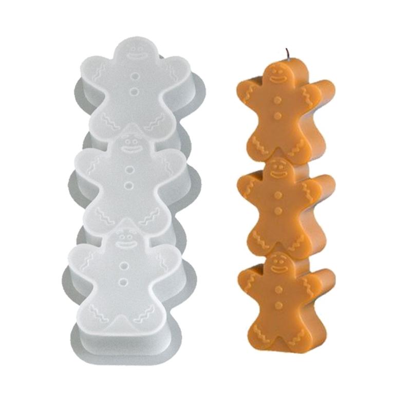 Holiday Silicone Baking Mold Santa Reindeer Angel Gingerbreads Man Candle Chocolate Maker With Nonstick Front