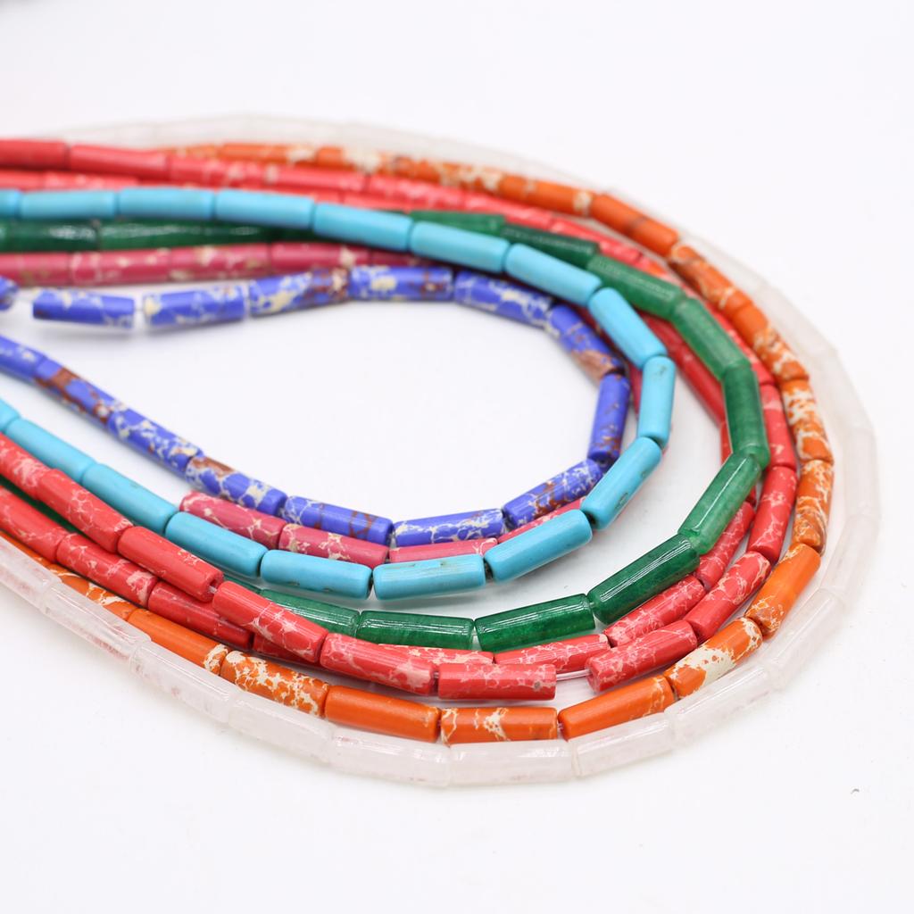 1String, Natural Stone Beads, Boho Handmade Cylindrical Beads, 0.4×1.3cm, for DIY Necklace, Bracelet Anklet Accessories, Jewelry Making, Beading 38cm