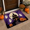 Happy Halloween Bath Mat Pumpkin Ghost House Bat Pattern Non‑Slip Absorbent Floor Rug for Bathroom Entryway Home Halloween Party