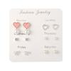 6 Paar Ohrstecker für Damen, Schneeflocke, Herz, Stern, Blatt, künstlicher Edelstein, Schmuck, Geschenk