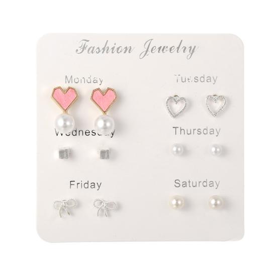 6 Paar Ohrstecker für Damen, Schneeflocke, Herz, Stern, Blatt, künstlicher Edelstein, Schmuck, Geschenk