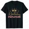 Fashion Birthday Princess Girls Party T-shirt Family Gathering Matching Sibling Tees Kids Adult Clothing Crown Graphic Y2k Tops