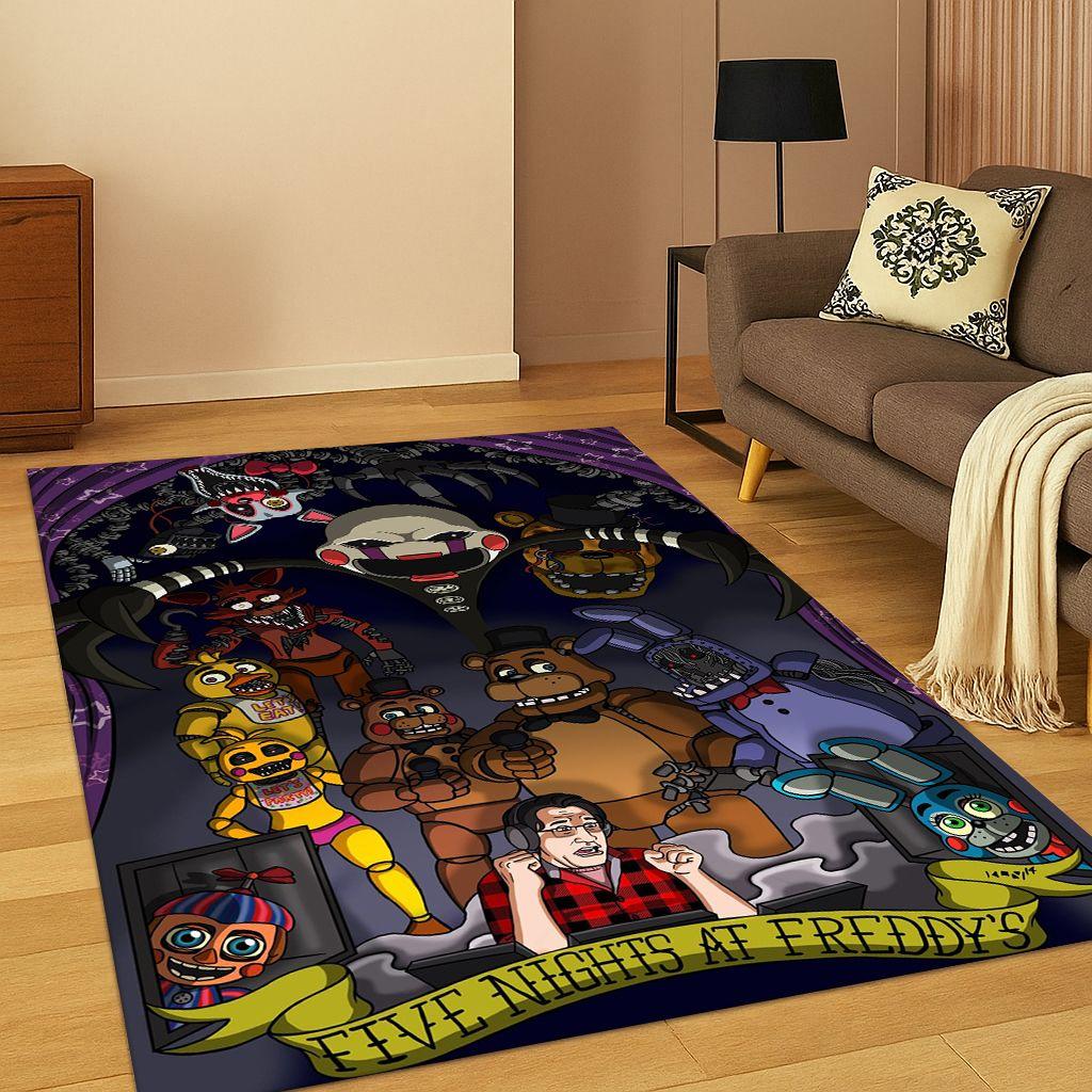 3D F-FNAF Hra Kreslený Koberec Rohožka do Ložnice Obývacího pokoje Pohovka Vstupní Rohožka Domácí Dekorace, Koberec pro Dětský Herní Koutek Protiskluzový Vánoční Dárek