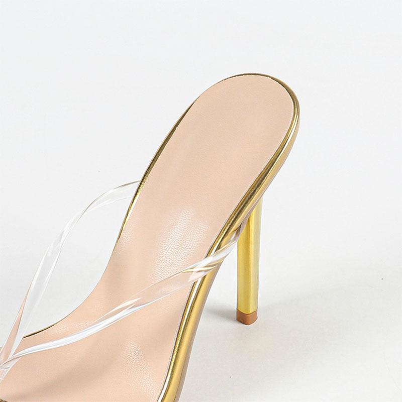 Fashion Female Super Thin Heels Sandals Slides Shoes For Ladies Luxury Fashion Square Toe Women Pumps Flip Flops Slippers Shoes