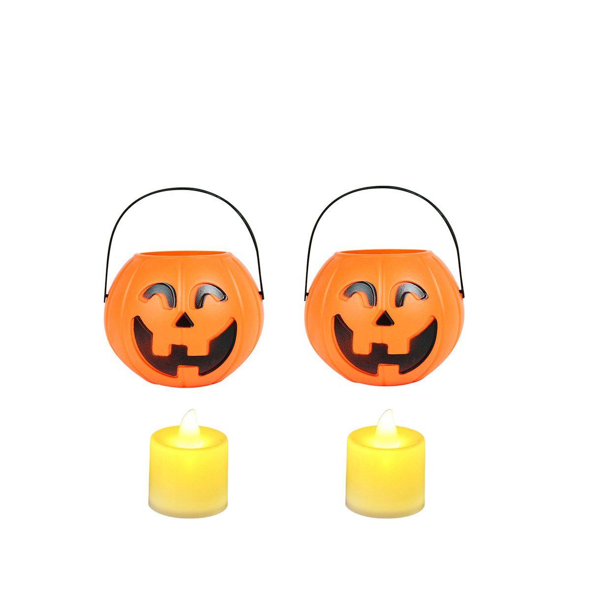 

Trick Or Treat Bags Candy Holder DIY Pumpkin Lamp Pumpkin Bucket Candy Boxes Halloween Decor 7cm-Bucket and lamp