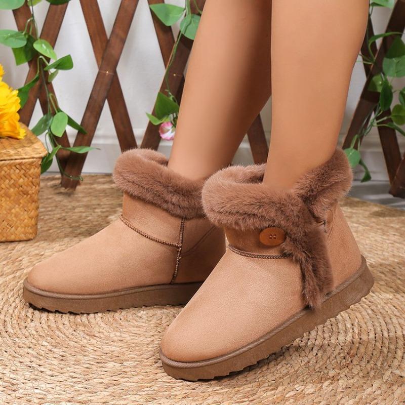 Winter New Horn Buckle Leather Warm Snow Boots Women's Matte Real Wool Wool Shoes Velvet Cotton Shoes Short Boots