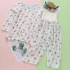 [Jaydyequ] Baby Clothes Pajamas Spring Summer Autumn Clothes Thin Cotton Belly Band Top and Bottom Set Open Front Long Sleeve Boys Girls Loungewear