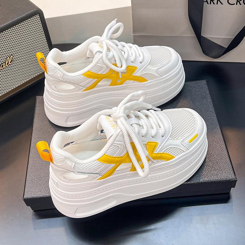 Thick-soled heightening German training shoes, little white shoes, women's spring and summer 2025 new hollow breathable casual sports dad shoes