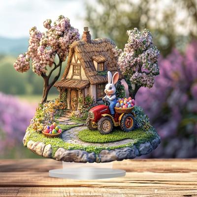 2D Bunny Figure for Easter, Acrylic Decoration Tabletop Display