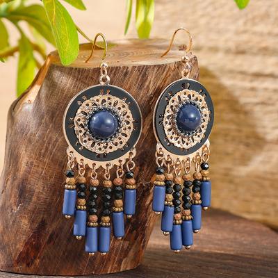1 Pair Vintage Dangle Earrings for Women Court Style Artificial Zircon Inlay Tassel Earrings Daily Wear Party Decors Versatile