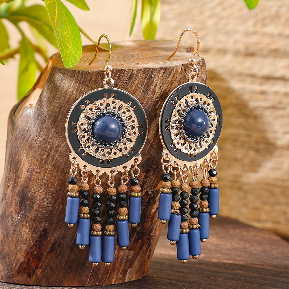 

1 пара винтажных серег-подвесок для женщин, придворный стиль, инкрустация искусственным цирконом, серьги с кисточками, для повседневной носки, для вечеринок, универсальные