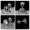 Punk Statement Gothic Titanium Steel Unisex Women Men Black Clear Crystal Zircon Ear Studs Earrings Shiny Piercing Jewelry Gift