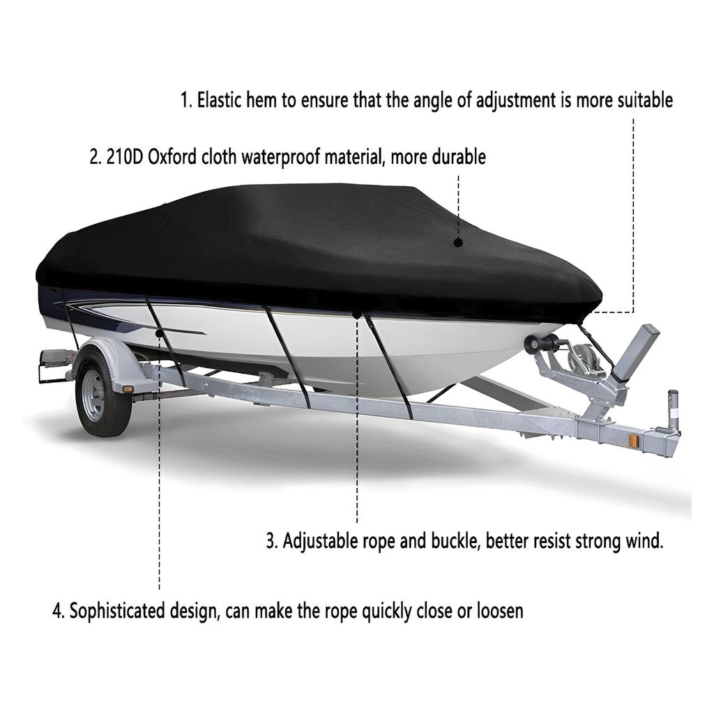 Yacht Boat Cover 20-22FT Boat Cover Anti-UV Waterproof Heavy Duty Oxford Cloth V-Hull TRI-Hull Runabout Boat Accessories