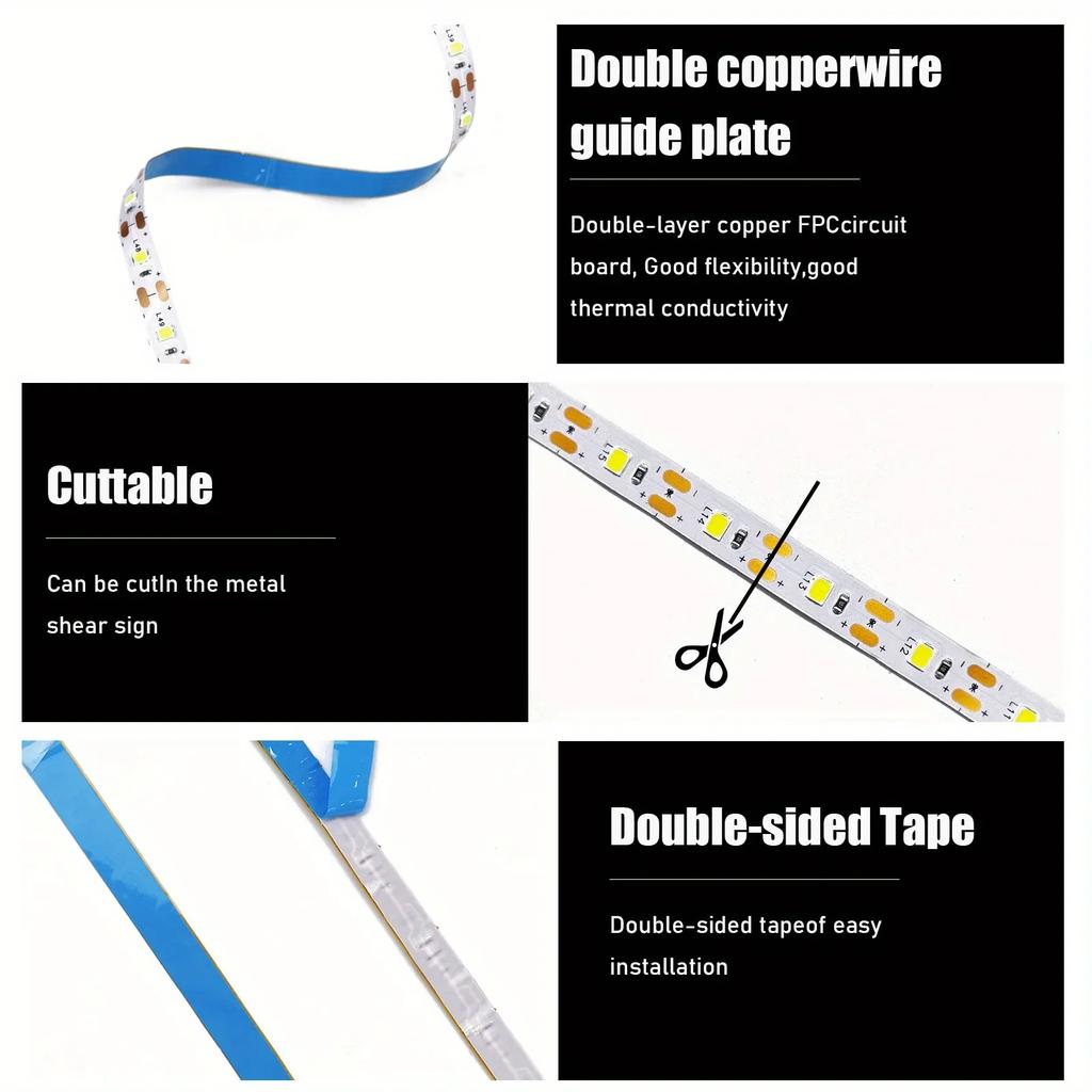 5V USB LED Strip Lights 2835 SMD Flexible Ribbon Cuttable Lighting Tape with ON/OFF Switch for TV Mirror Cabinet Bedroom Decor