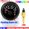 Auto Car 52MM Water Temperature Gauge with Warning Sensor 12MM,14MM,16MM  40-120℃ Water Temp Meter Indicator 7 Color Backlight