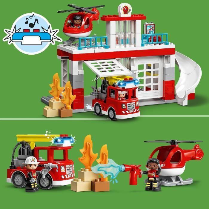 Lego 10970 Duplo Die Feuerwache und der Feuerwehrauslöser, LKW-Spielzeug, Feinmotorik, Große Steine, Geschenk für Kinder ab 2 Jahren