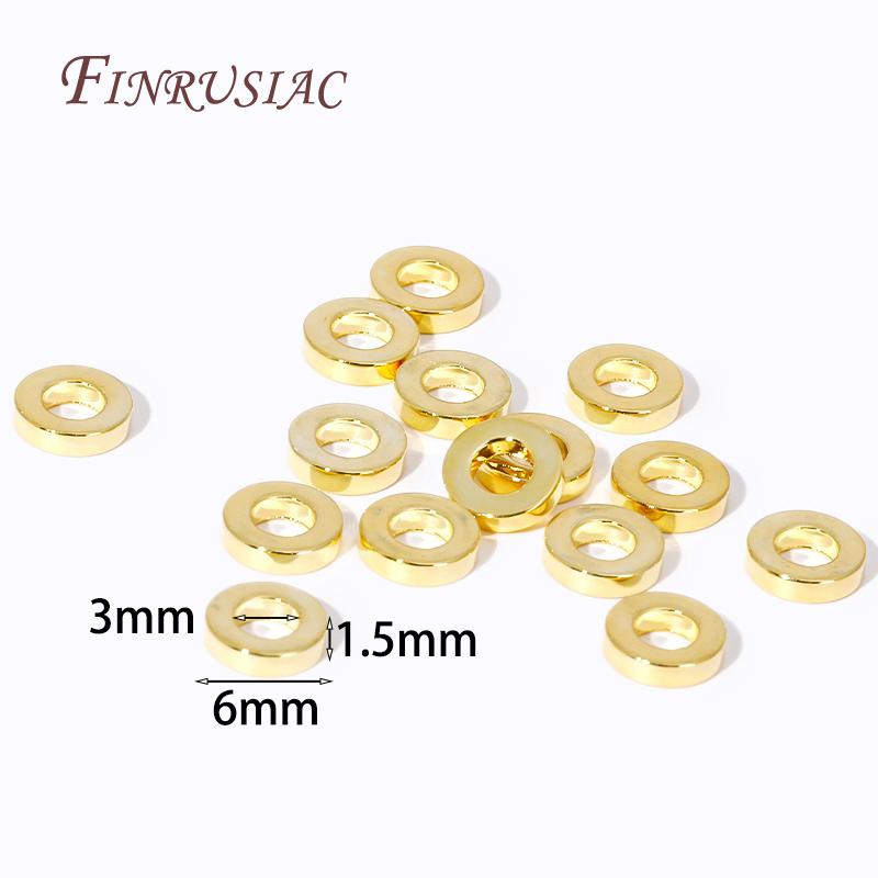 6MM Smooth Flat Round Beads 18K Gold Plated Bracelet Spacer For Bracelet Necklace,DIY Jewelry Making Findings