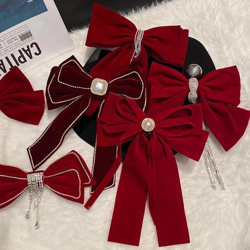 Velvet Big Bow Hairpin For Woman Girls Vintage Elegant Hairpins Head Half-Tie Headdress Exquisite Hair Accessories Gifts